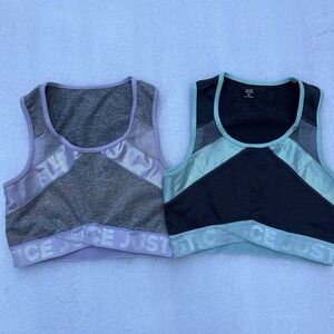 Justice Active Girls Training Sports Bras Set Of 2 Size 28 Mint Green & Purple